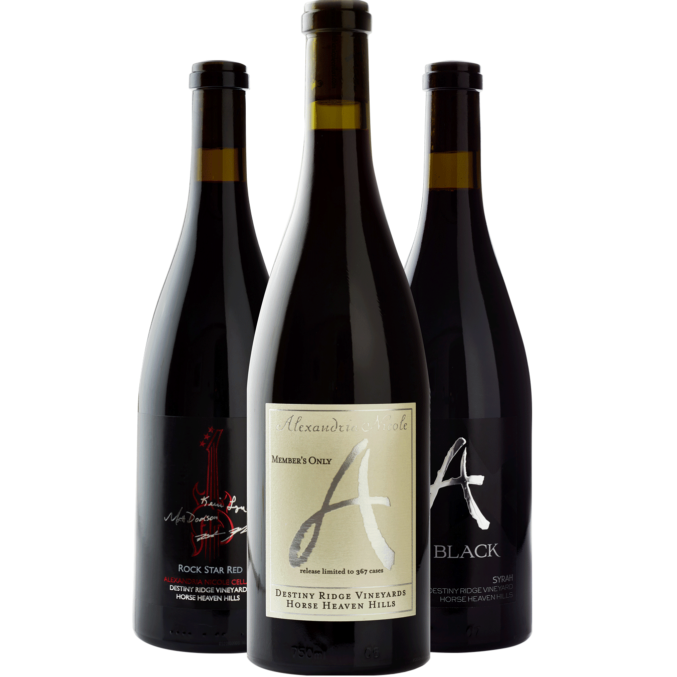 3 bottles of alexandria nicole cellars wine